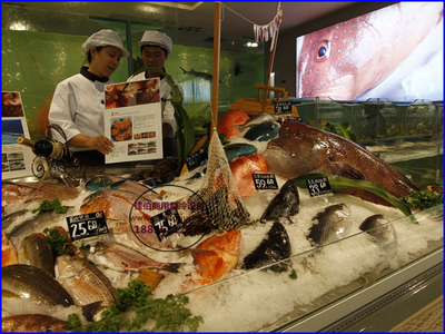 海鲜自助火锅菜品展示柜 上开口海鲜水产冰台 湖州自助餐水果冷藏柜